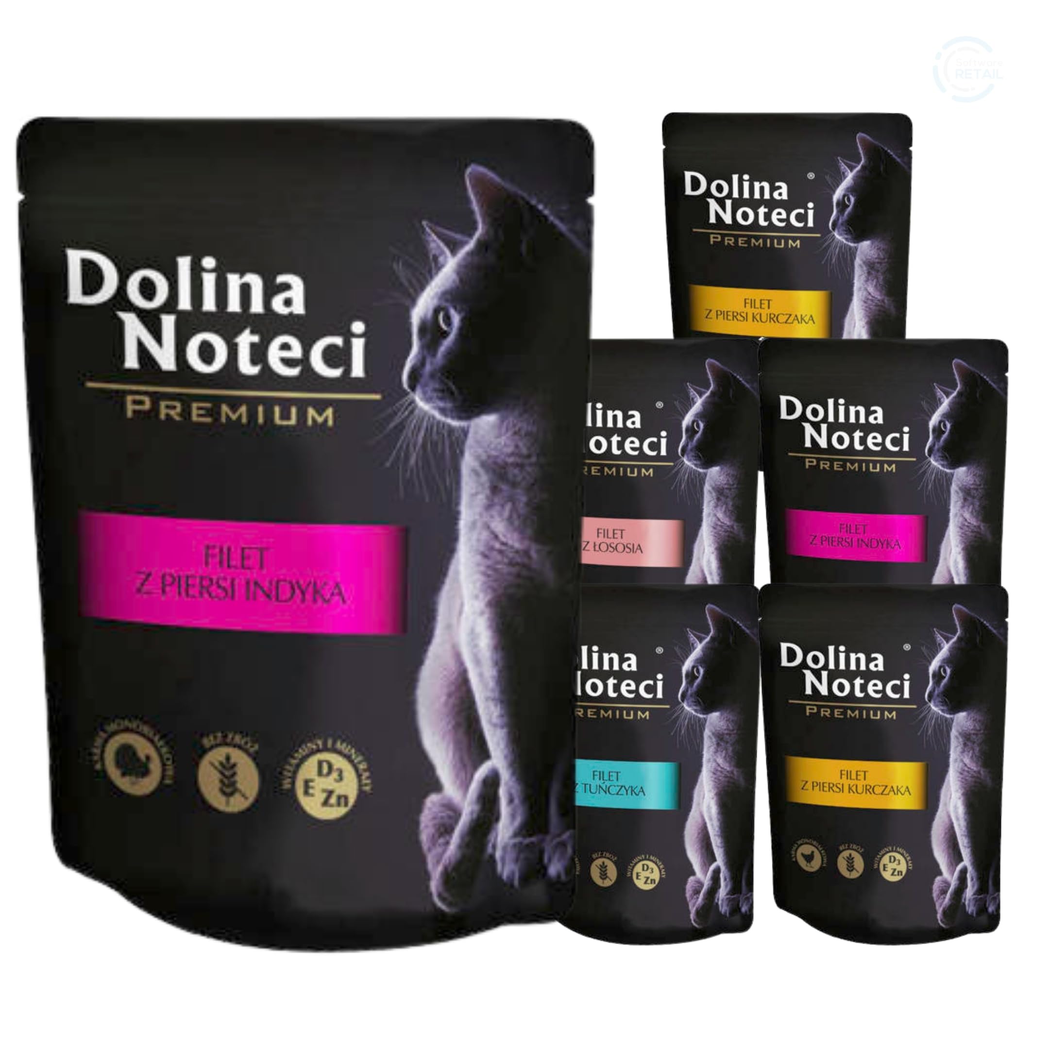 Dolina Noteci Premium Moist & Juicy Wholesome Grain-Free Cat Food - Natural Meat Recipes Enriched with Vitamins & Minerals for Happy, Healthy Cats! (Mix, 6x85g)