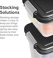Vista 8 de IRIS USA Contenedor hermético de almacenamiento de comida para perros combinado de 30 libras y 11 libras, caja apilable para premios, cuchara de 2