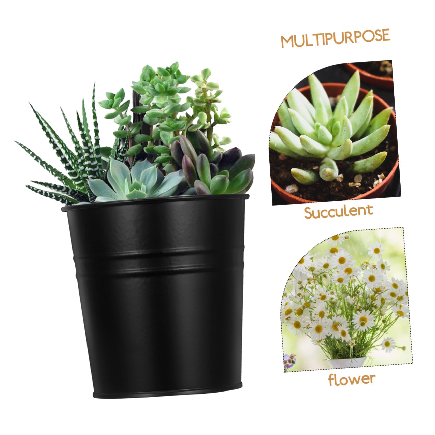 GALPADA Fioriere Sospese in Metallo per Piante da Interno ed Esterno, Set 6 Pezzi Nero Fori, Portavasi da Balcone e Patio per Decorazione Rustica e Multiuso