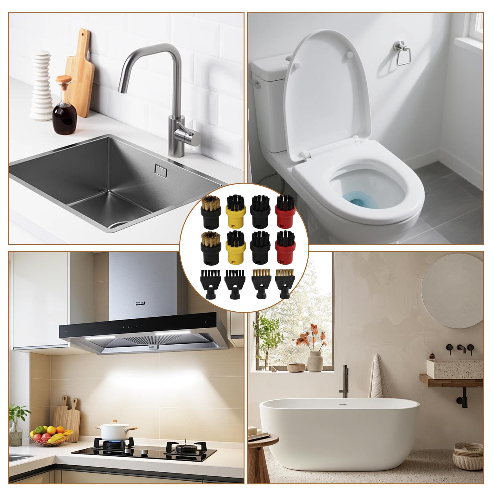 12 PCS Cepillos para Limpiador A Vapor Accesorios, Cepillos de Repuesto para Las Series Sc1 Sc2 Sc3 Sc4 Sc5 Ctk10, Resistentes, para Limpieza de Juntas, Suelos, Paredes, Cocina, Baño, Muebles