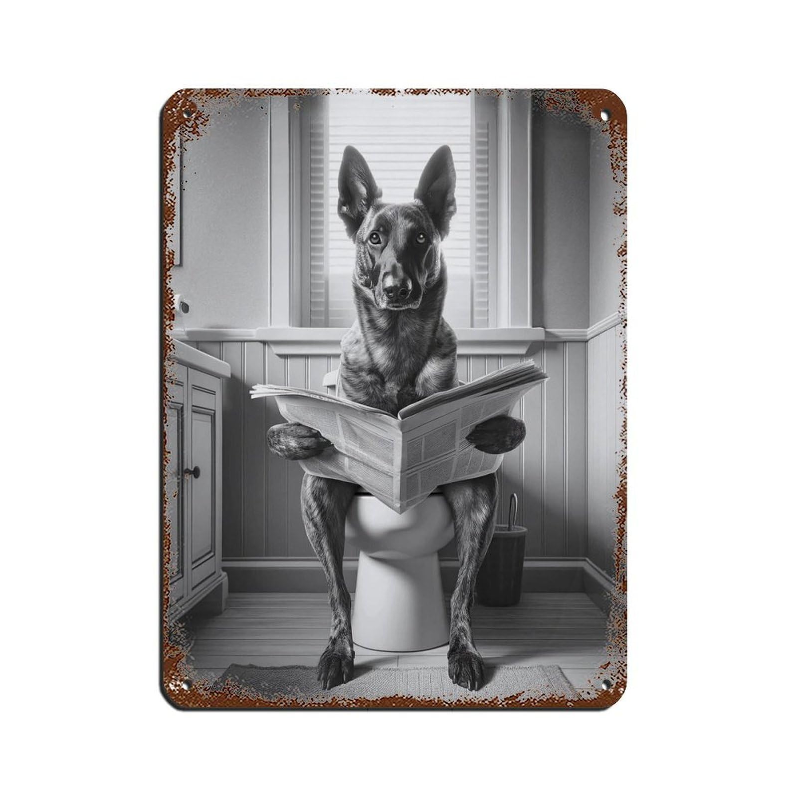 Dutch Shepherd, Bathroom Art Poster Tin Sign Vintage Metal Pub Club Cafe Bar Home Wall Art Decoration Poster Retro 12x16inch(30x40cm)