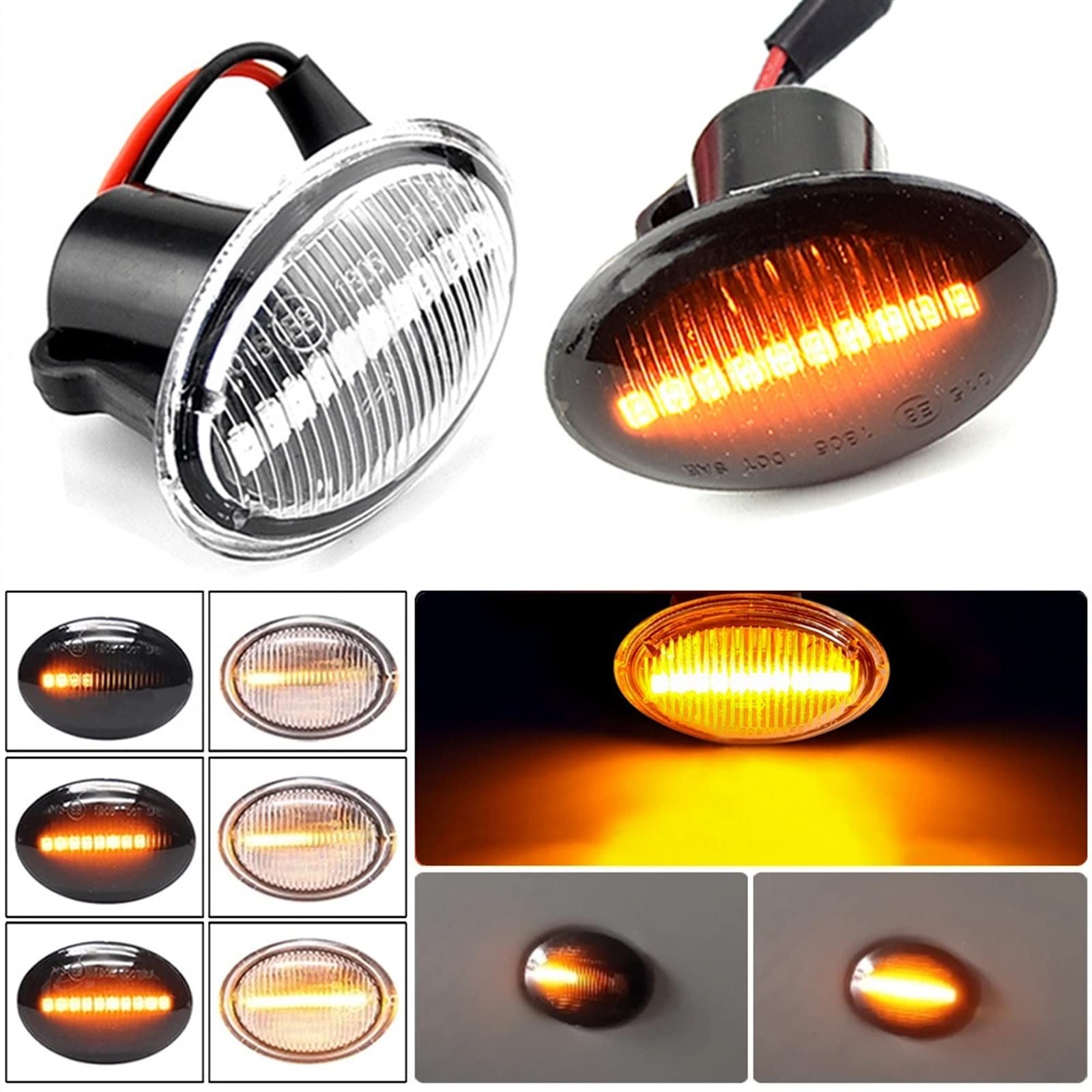 2 Pezzi Luci di Posizione Laterali per Auto Indicatori di Direzione A LED Lampade Dinamiche T10 per Lancia per Lybra 1999-2005 per Ypsilon 2003-2011 Luci Parafango Auto Indicatori di Direzione