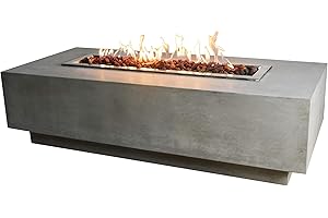 Elementi Granville 60-inch Rectangle Outdoor Concrete Fire Pit Table