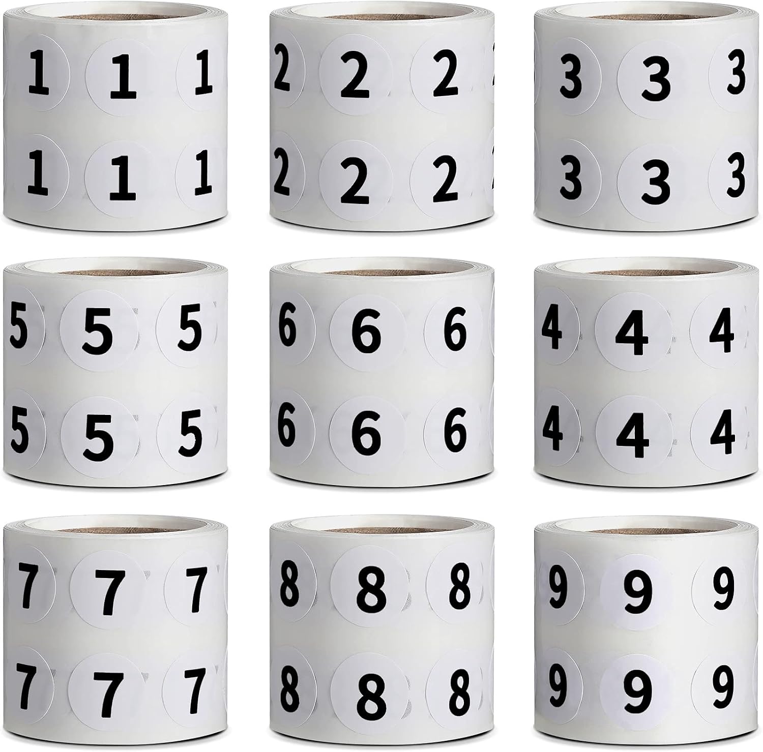 Tenare 9000 Pieces 18 Rolls Circle Number Sticker 1-9 Warehouse Organization Inventory Stickers 1/2 Inch Multi Colored Self-Adhesive Number Labels