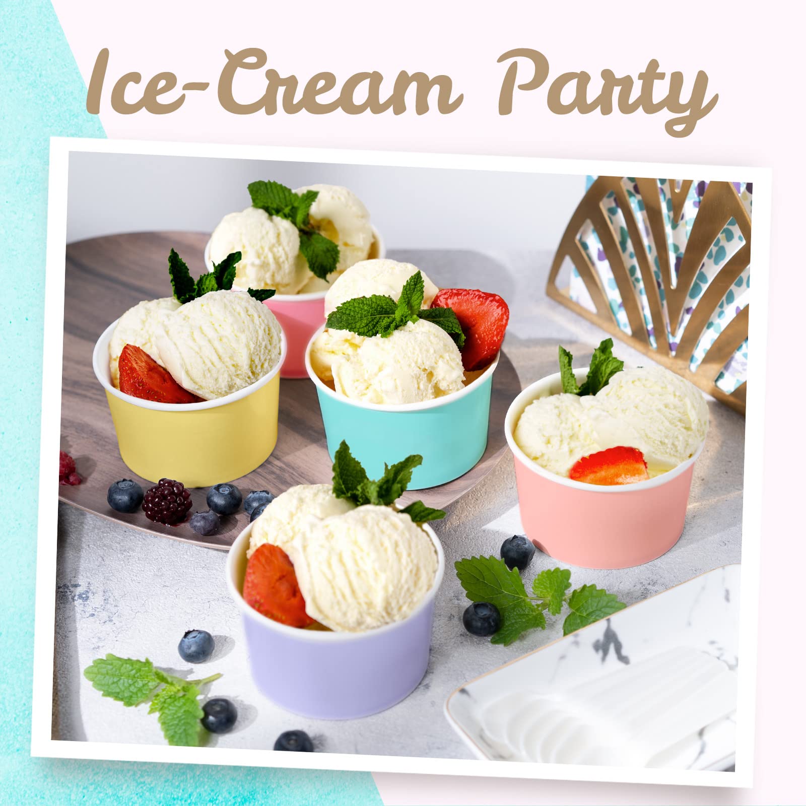 Xmart Pack Of 50 Ice Cream Cups Cardboard 240 Ml Yellow Colour - View #2