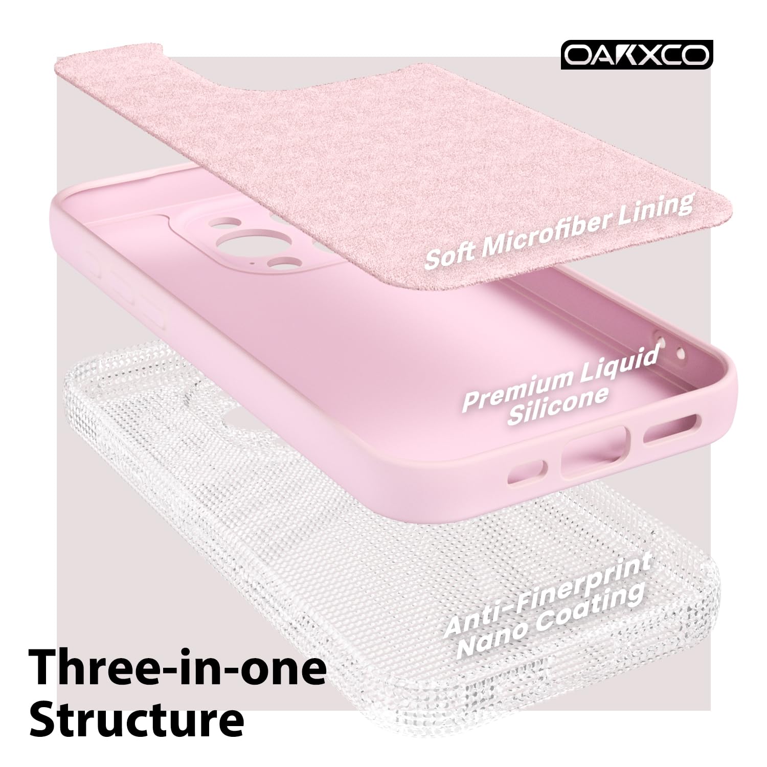 oakxco for iPhone 16 Pro Max Case Liquid Silicone, Soft Rubber Gel Elegant Aesthetic Basic Simple Cover, Cute Thin Slim TPU Matte Solid Color Plain Smooth Case for Women Girl, Light Pink — view 1075