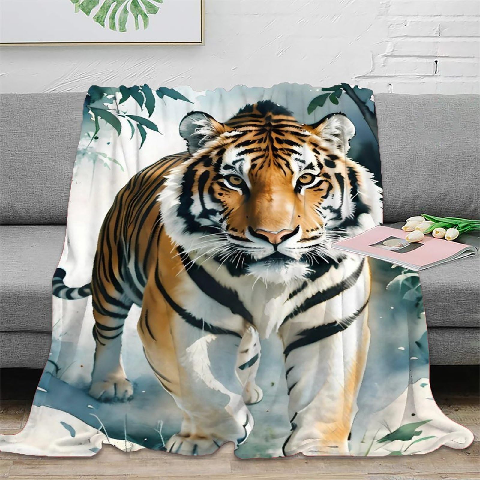 Couverture tigre 3D pour camping et canapé sous les étoiles