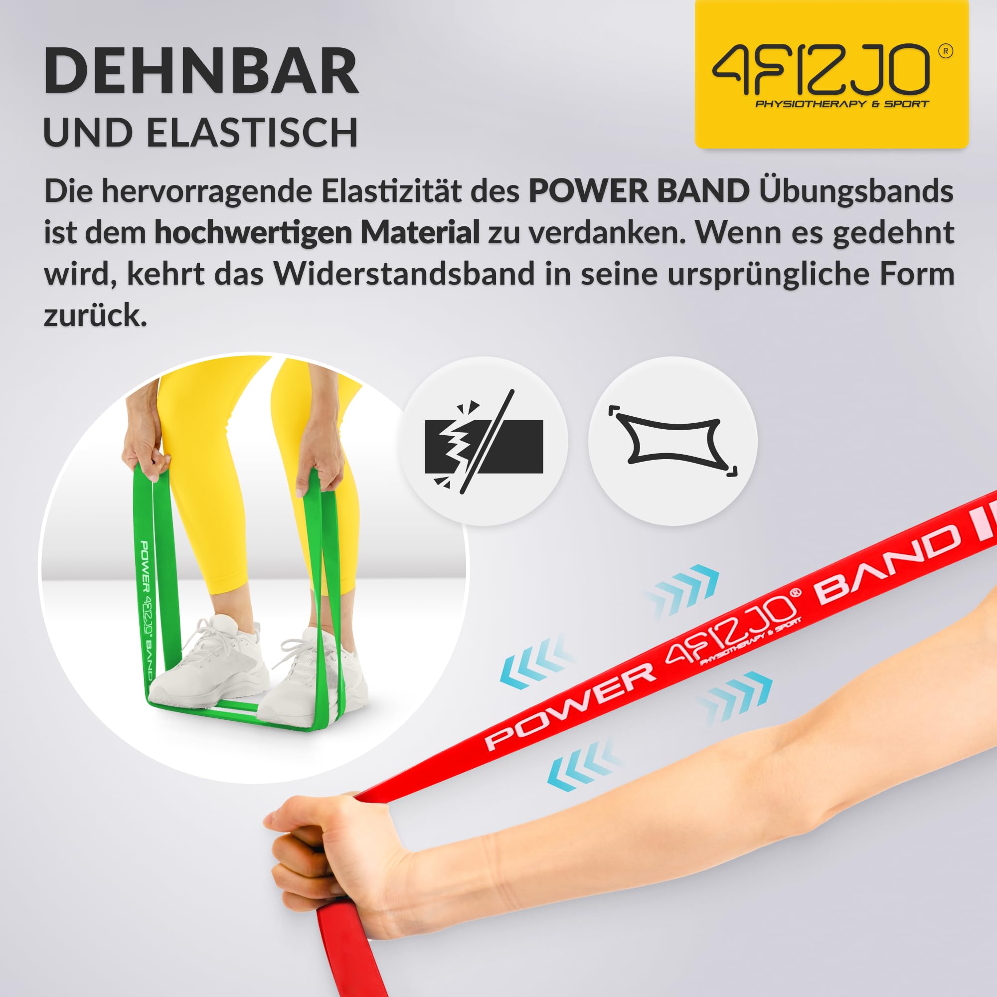4FIZJO Latex Fitnessbänder, 208x1,3x0,45 cm, Leichter Widerstand Hypoallergen, Widerstandsbänder krafttraining, Calisthenics Equipment, Trainingsband für Yoga, Gymnastikband