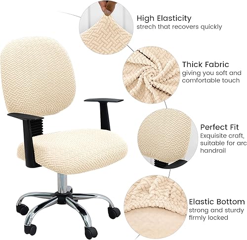 Vista 122 de MIFXIN Funda elástica elástica para silla de computadora, 2 piezas, de punto, universal, para silla de computadora, protector de muebles