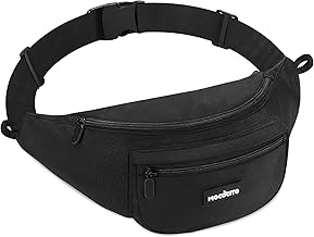MOCOCITO Grande Banane Homme & Femme, Sac Banane Pour Randonnée - Poche Imperméable, Housse de Pluie Intégrée, Sangle Réglable 150 cm, Compatible Bouteille 1L - Idéal Vélo, Promenade Chien et Trekking