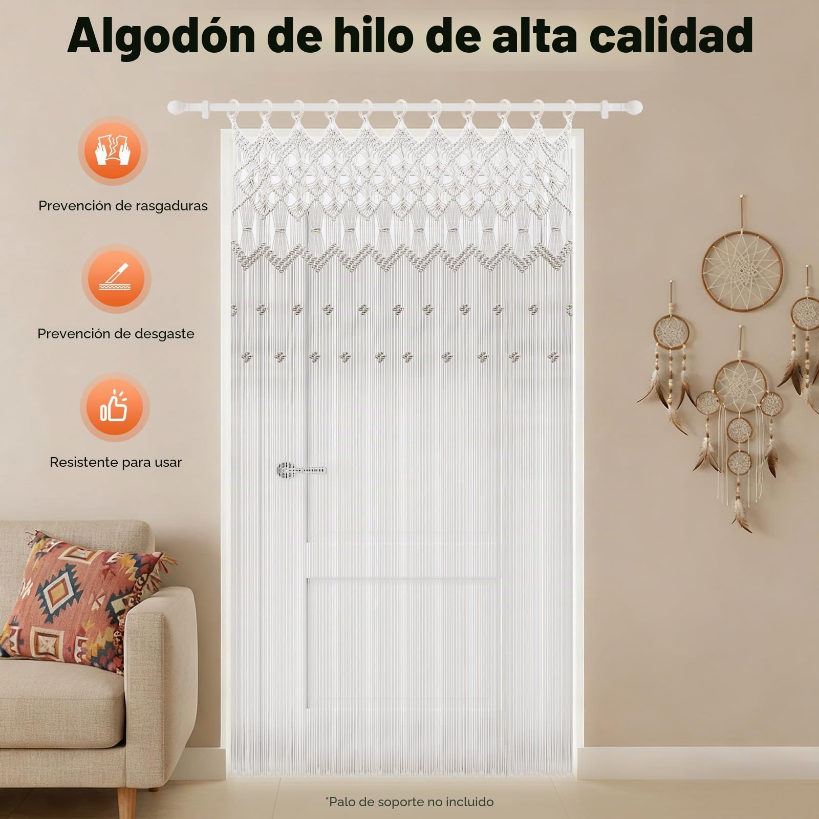 Boho Macramé, 120x195cm Boho Tapiz para Colgar en la Pared, Cortina para Puerta, Tapiz para Ventana para Fondo de Boda, Cortinas para Ventanas, Decoración de Pared para el Hogar