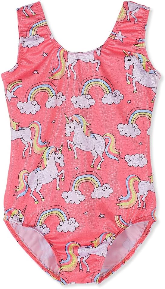 HOZIY Gymnastics Leotards for Girls Toddlers Kids Sleeveless Tumbling Outfits for Dance Print