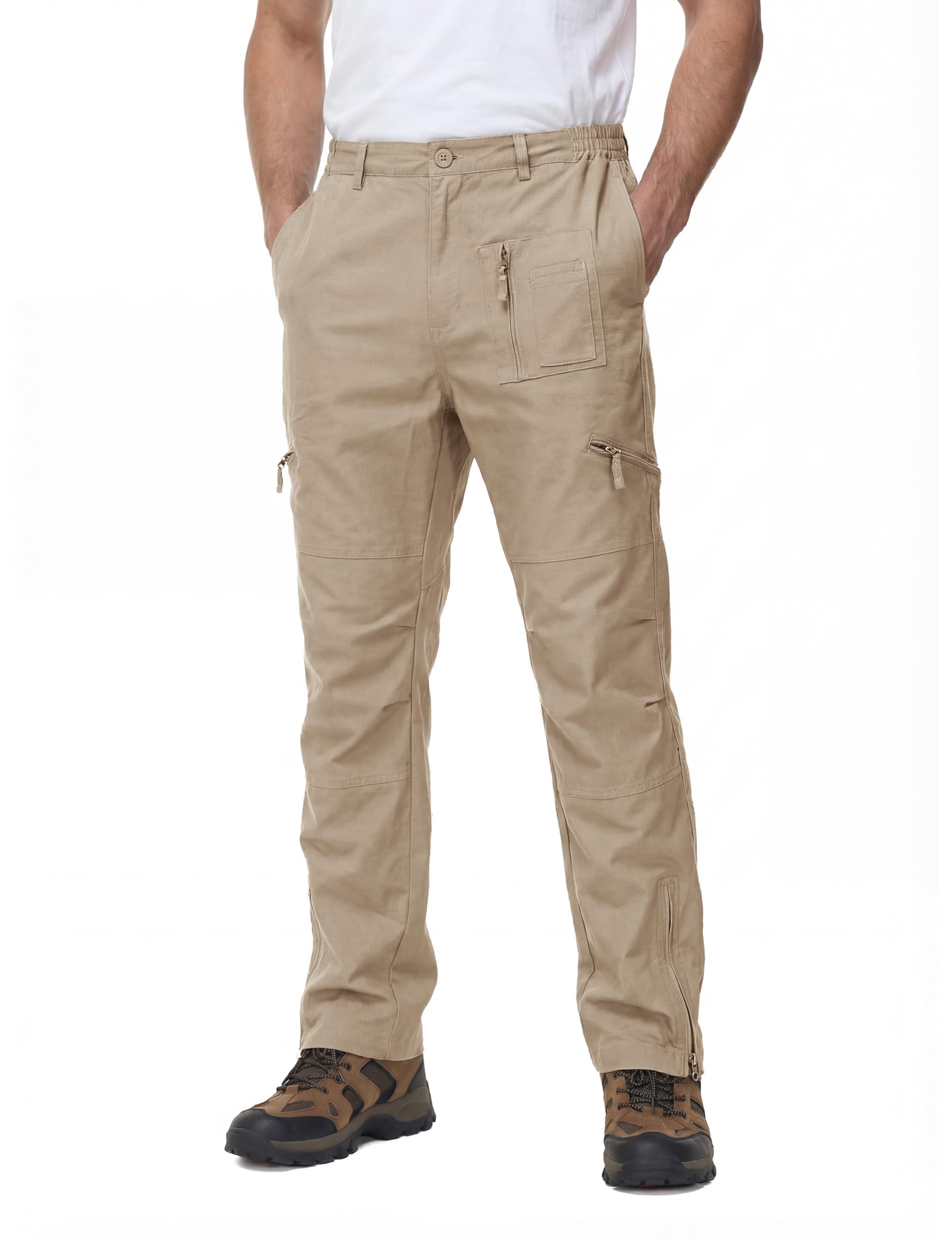 MAGCOMSEN Cargohose Herren Baumwolle Outdoor Hosen für Herren Multi Taschen | 97% Baumwolle 3% Elasthan,Army Taktische Hose,Stretch Komfort Atmungsaktiv,9 Taschen,Reißverschluss Beinabschluss