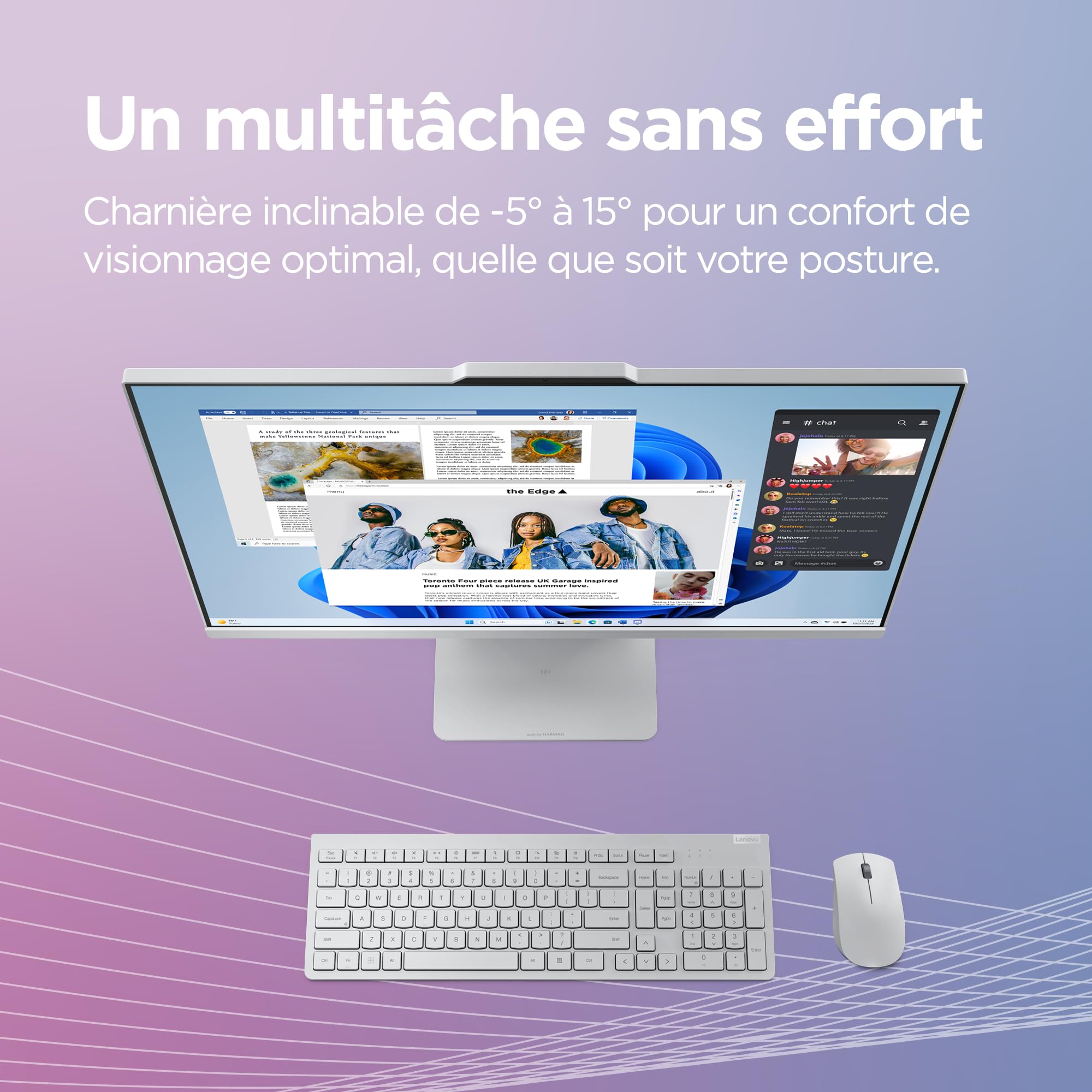 Lenovo IdeaCentre AIO 27IRH9 - Ordinateur de Bureau Tout-en-Un 27" FHD (Intel Core i5-13420H, 16Go RAM, 1To SSD, Graphique Intel UHD Intégrée, Windows 11 Home) Clavier AZERTY et Souris USB - Gris