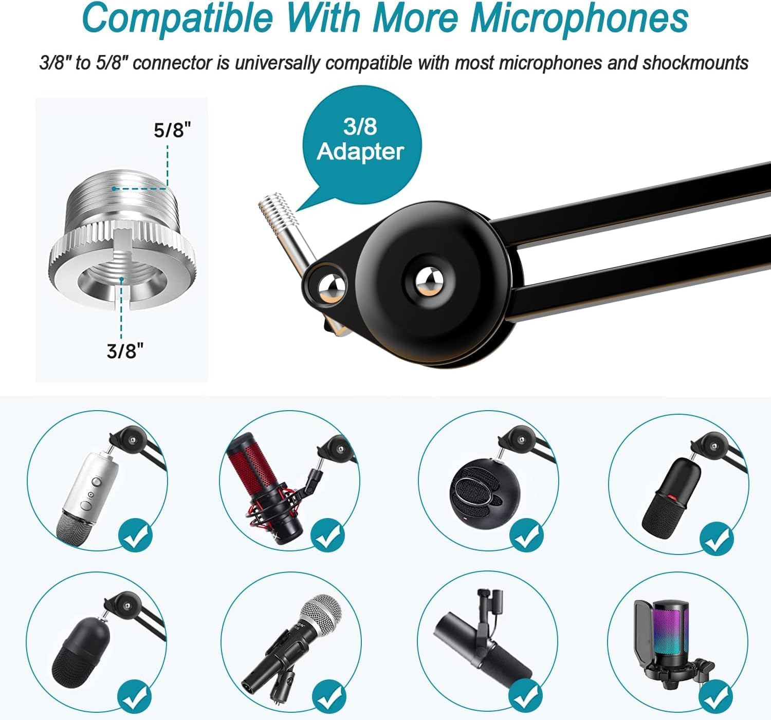 Melon Audio Microphone Boom Arm Stand, Heavy Duty Mic Suspension Scissor Boom Stand with Mic Clip and Cable Ties Perfect For Vocal Recording, Streaming and Podcasting, GAZ-40