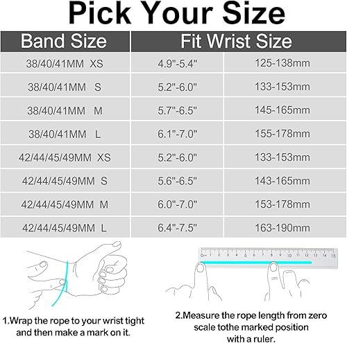 Miniatura 6 de Seizehe Correas elásticas con diamantes brillantes compatibles con Apple Watch Band de 1.929 in 1.772 in 1.732 in 1.654 in 1.614 in 1.575 in 1.496