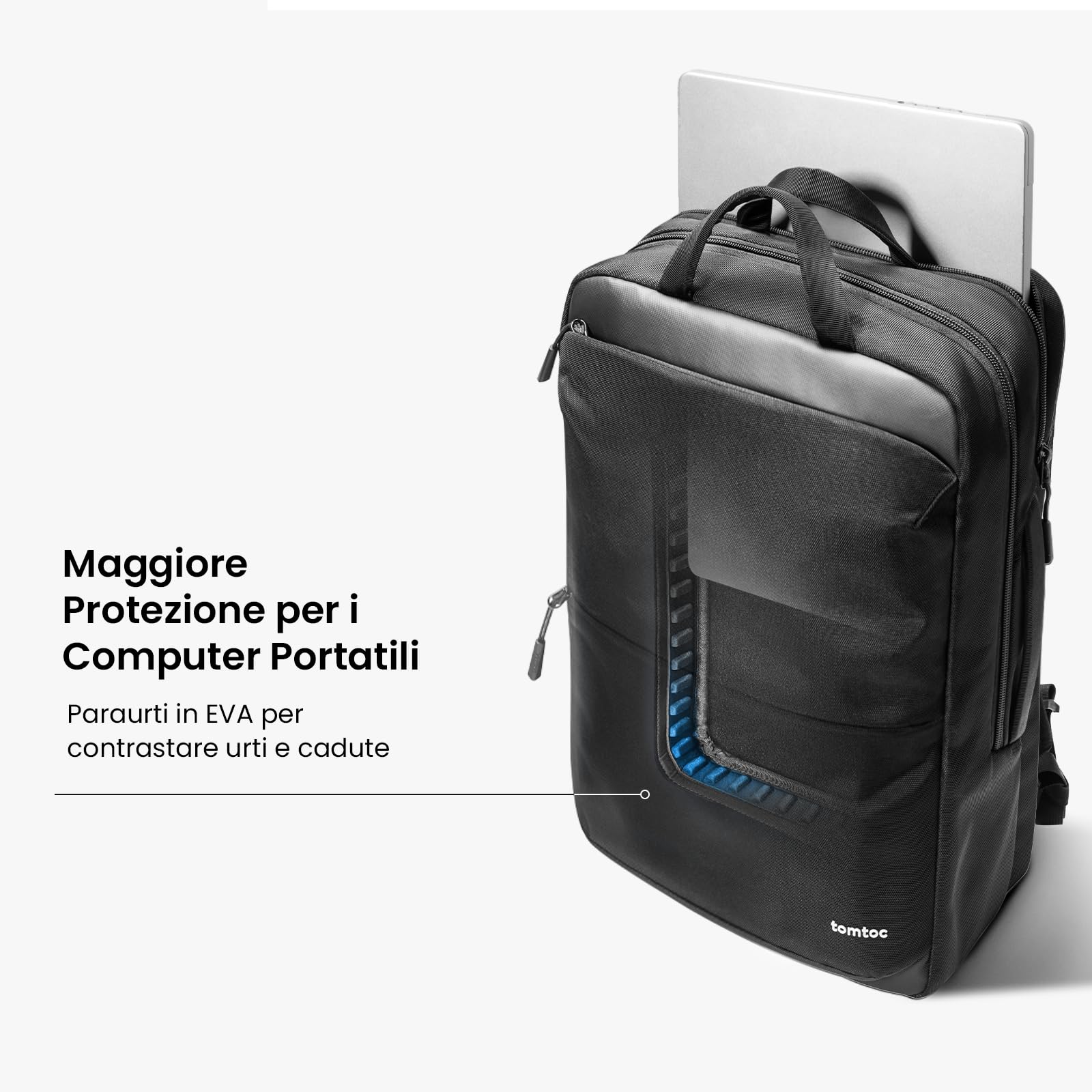 tomtoc Zaino compatto per computer da 15,6 pollici, zaino da 18L per tutti i giorni, zaino professionale, borsa da lavoro con passaggio cavi, per lavoro, spostamenti