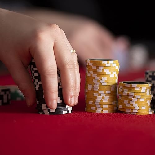 Miniatura 4 de Brybelly - Juego de póquer definitivo de 500 unidades  Chips compuestos de arcilla de 0.49oz con funda de aluminio, cartas de juego y botón de