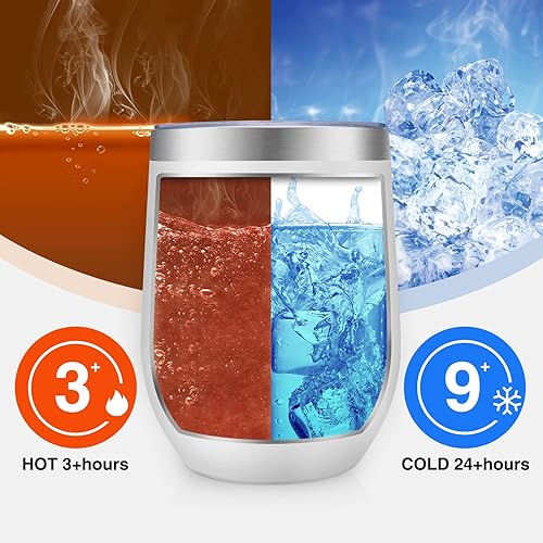 Miniatura 3 de SUNLUG Vasos de vino aislados de 12 onzas con tapas deslizantes, vaso de viaje al vacío de doble pared, taza de café de acero inoxidable, para