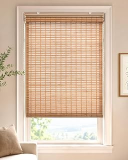 UNISHADES Cordless Bamboo Roller Shades, 39 3/4" W × 70" H - Squirrel