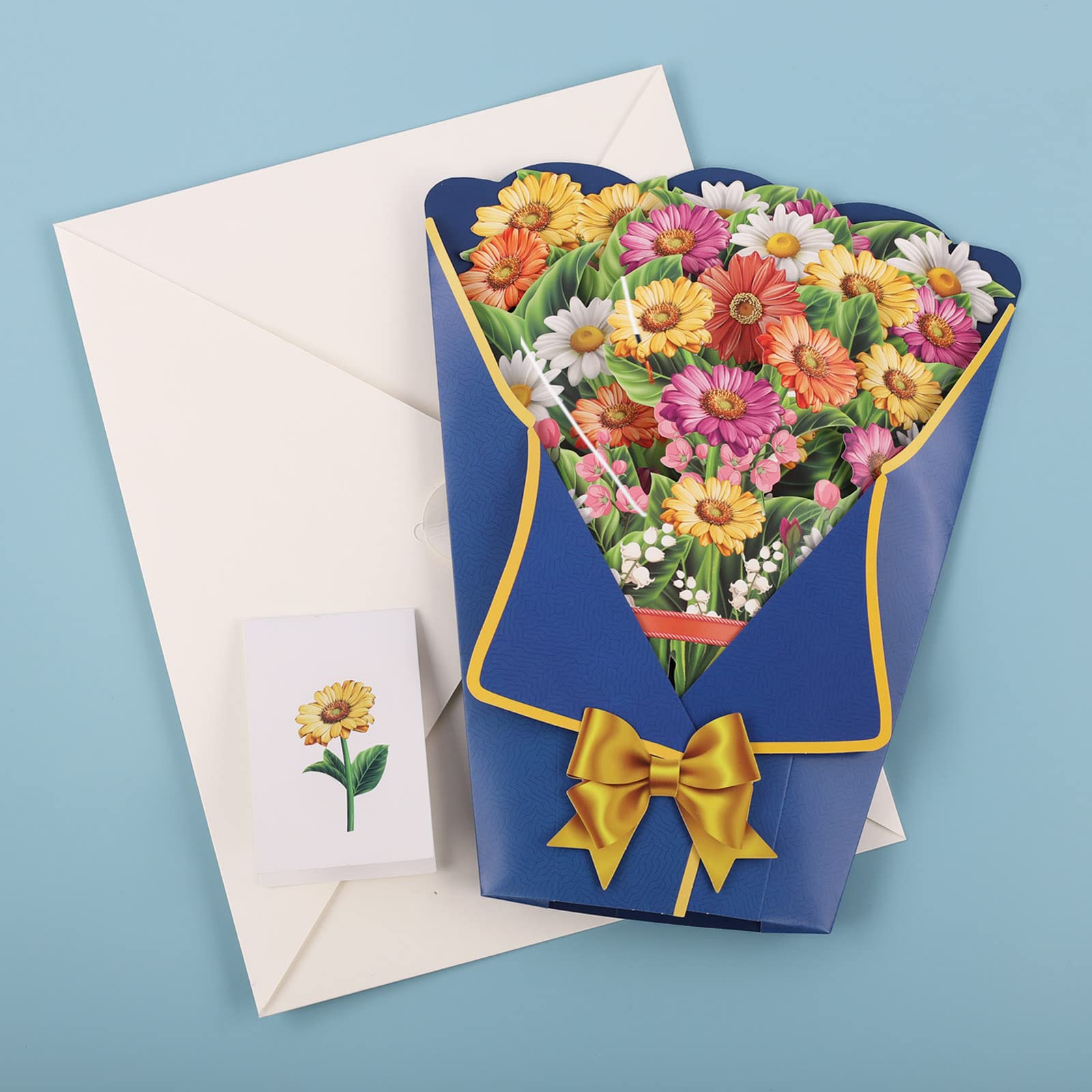Tarjeta Regalo Especial Tarjeta Pop-Up Girasoles 3D - Ramo De Flores Papel - Incluye Sobre Y Tarjetas Notas - Regalo Cumpleaños, Amor Tarjeta Desplegable Flores
