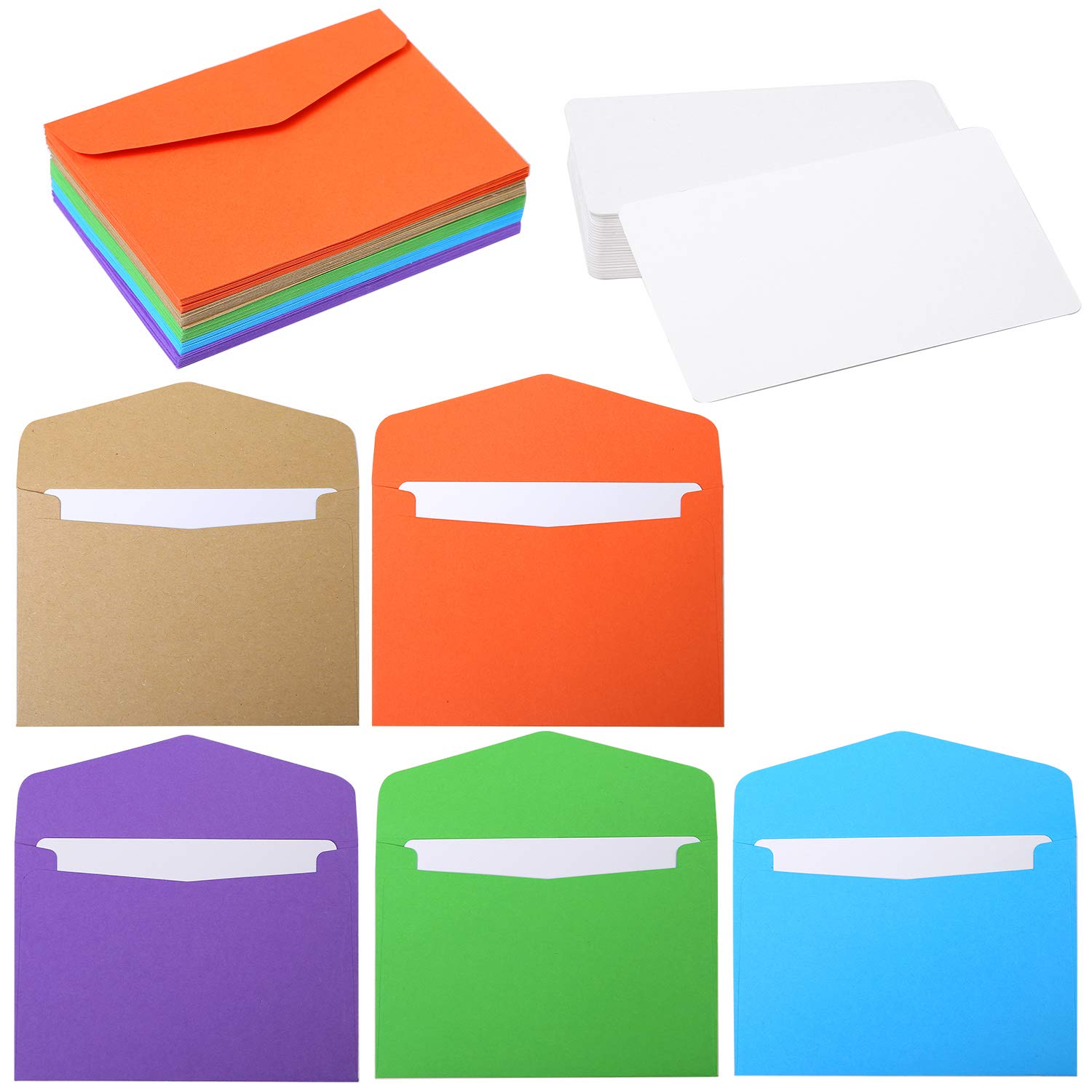 100 Weiße Mini-Umschläge Mit 100 Blanko-Karten – 10,2 X 6,9 Cm, Selbstklebend