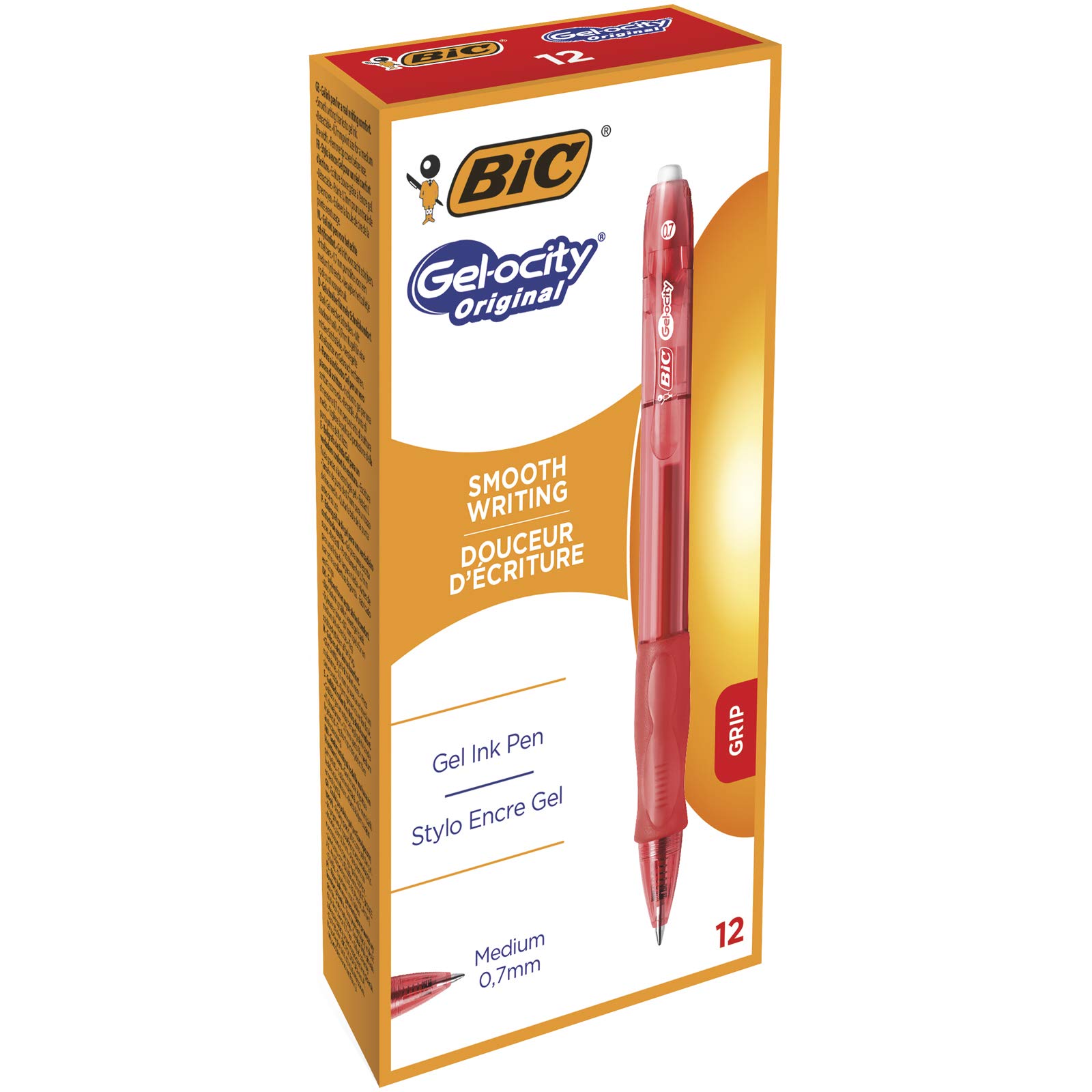 BIC Gel-ocity Original Jel Kalem, Kırmızı Jel Kalem 12'li Kutu, 0.7 mm. Çizgi Genişliği , Yumuşak ve Akıcı Yazım