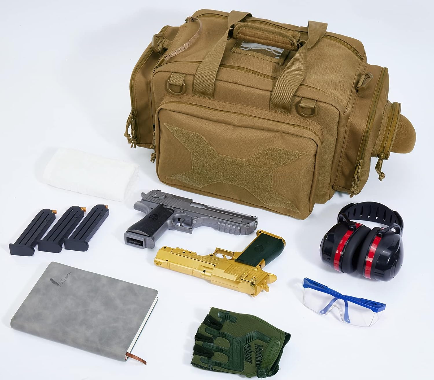 TRO&HOM Tactical Gun Bag for 4 Handguns - Pistol Shooting Range Bag With 15X Magazine Slots & Pockets for Ammo & Essentials - Padded Hunting & Sport Bag