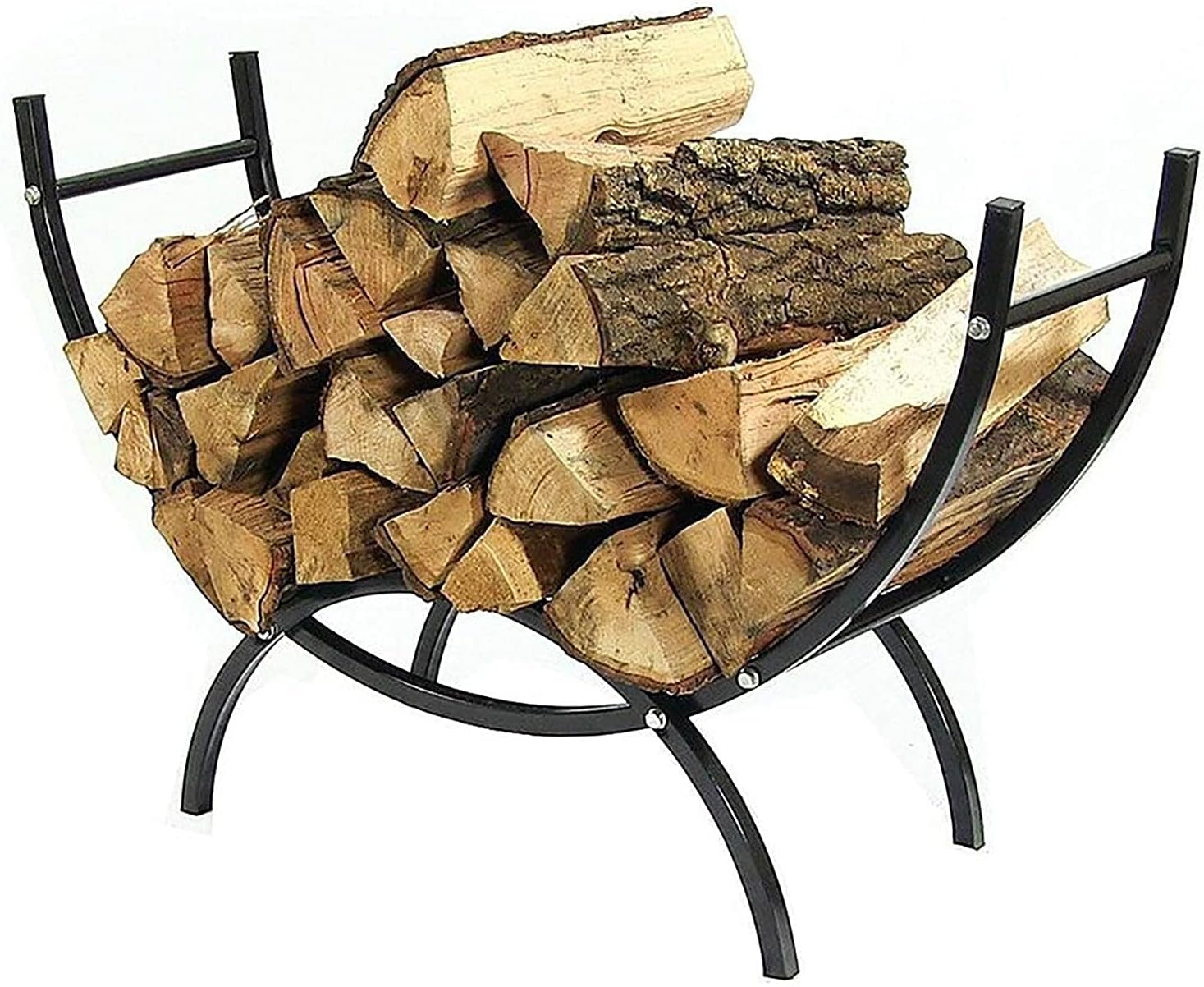 Firewood Rack Decorative Firewood Log Rack, Semicircular Free Sanding Metal Fireplace Log Holder, Kindling Storage Holder for Fireplace Tool,