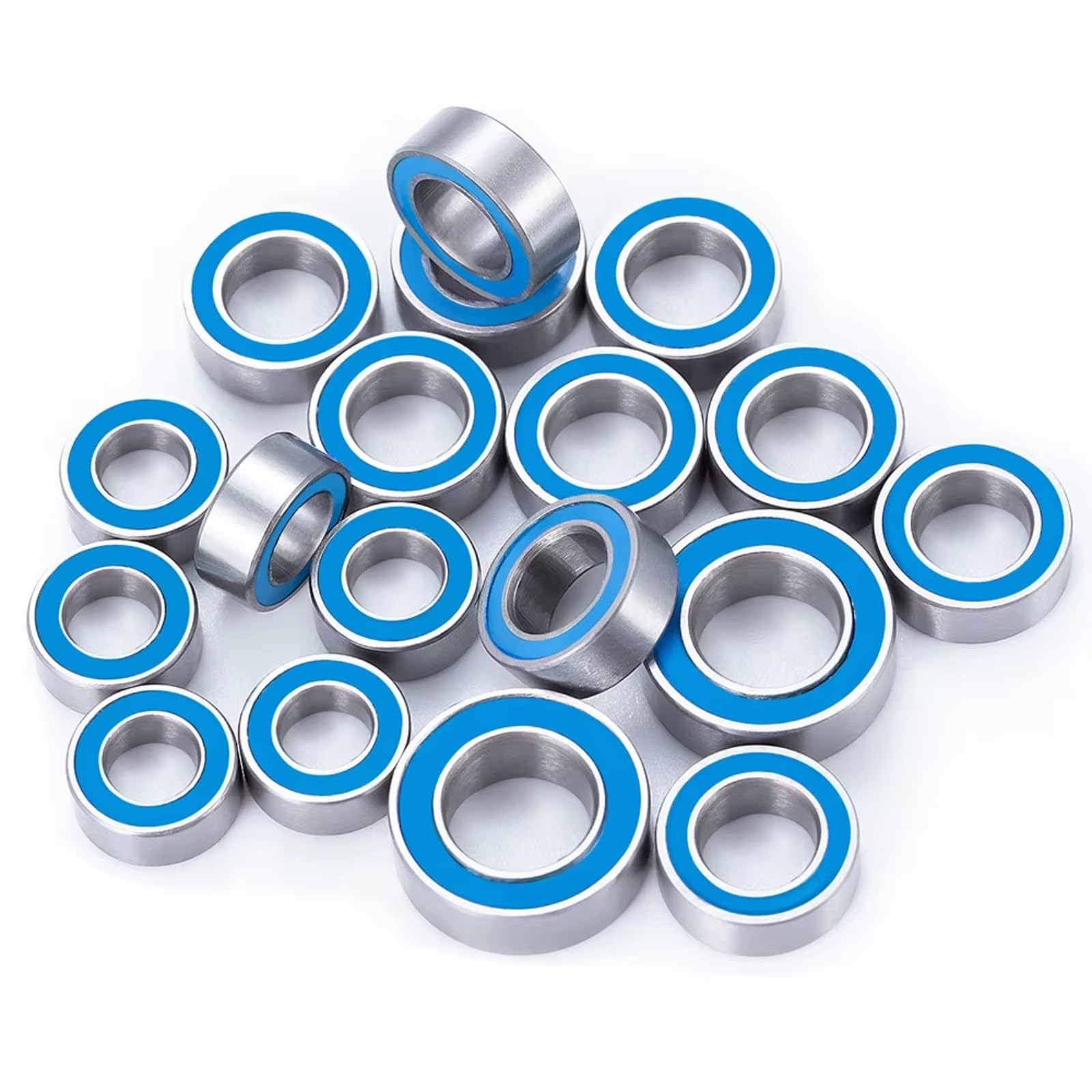 Rodamientos Bolas Rc Para Mini-B Para Buggy 1/16 18 Piezas Eje Para Cubo Rueda Azul Caucho Sellado Rodamiento Bolas Kit RC Coche Actualización Accesorios Modelo
