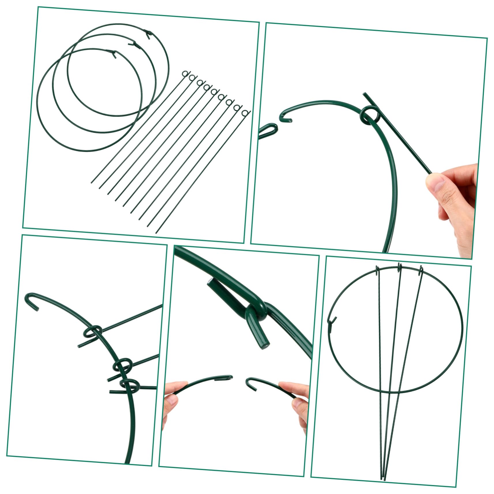 Lot De 3 Tuteurs De Jardin Vert pour Plantes Grimpantes 25/40 Cm, Treillis De Support Robuste en Fer Revêtement Esthétique, Cages à Pivoines Polyvalentes pour Extérieur Et Intérieur
