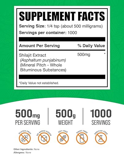 Miniatura 2 de BulkSupplements. com Shilajit Extracto en polvo – Suplemento de ácido fúlvico, suplemento Shilajit – Sin gluten, 500 mg por porción de polvo de