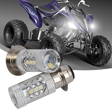 80W Motorcycle Super White LED Headlights Bulbs for ATVS YFM350 400 450 660 700 Raptor Blaster 200 Banshee 350, 2 Pcs
