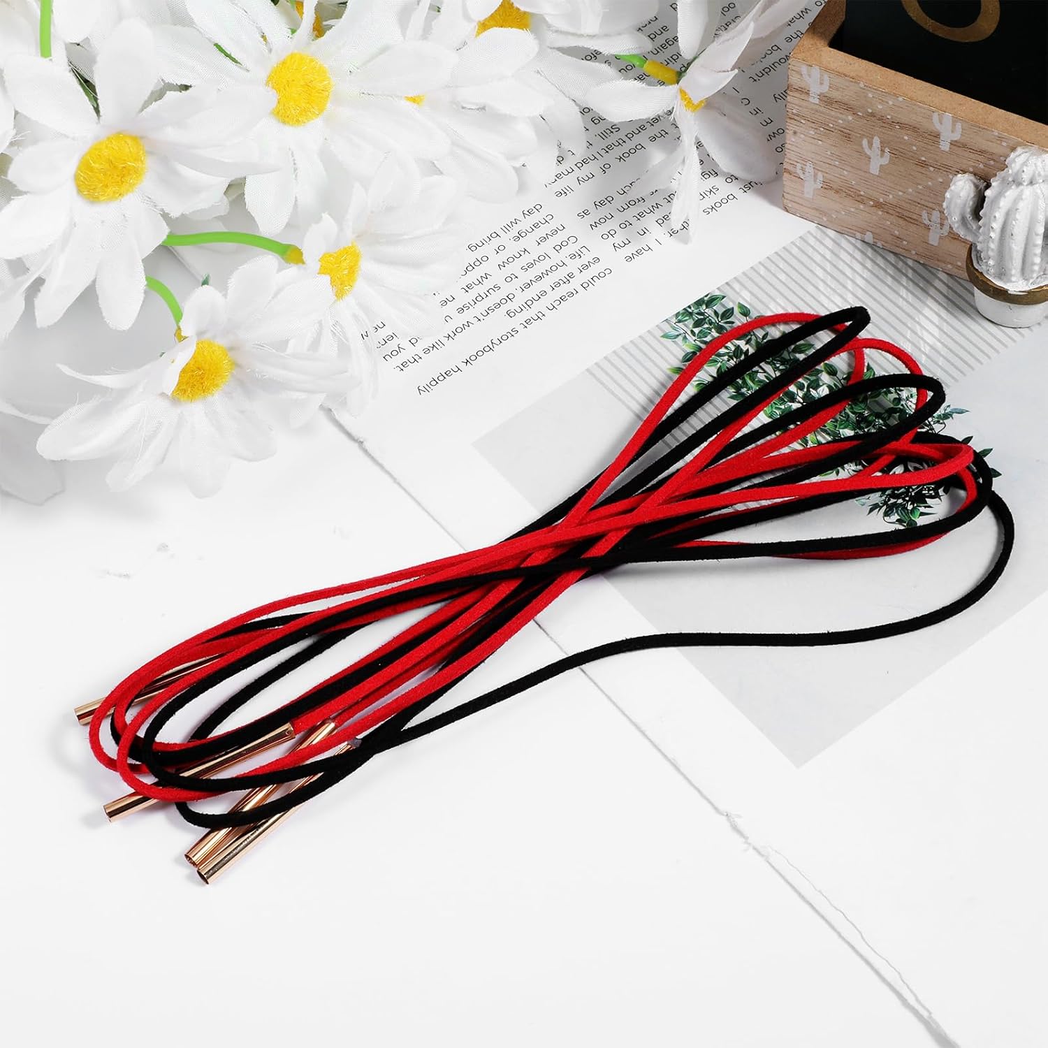 2 Pcs Gothic Bow-knot Velvet Choker Necklace, Sexy Long Wrap Rope Collar Tie Neck Chain, Necklace Gothic Bow knot Choker for Women, with Gold Tube Ribbon Suede Jewelry for Party Prom - Image 7