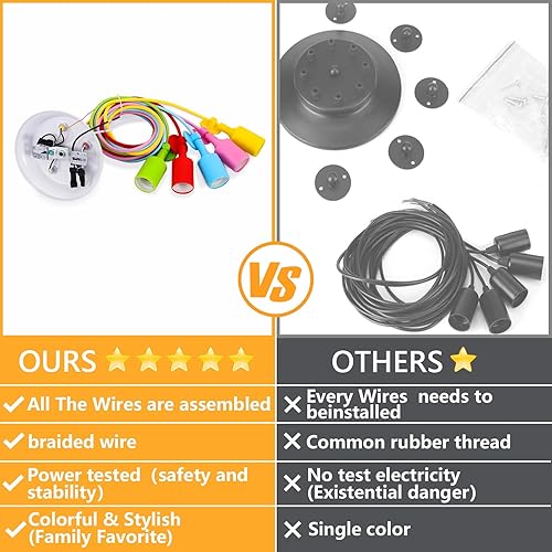 Miniatura 3 de Ymlii Lámpara colgante colorida de araña, lámpara de araña divertida para niños, lámpara de techo ajustable para habitación de niñas y niños, sala