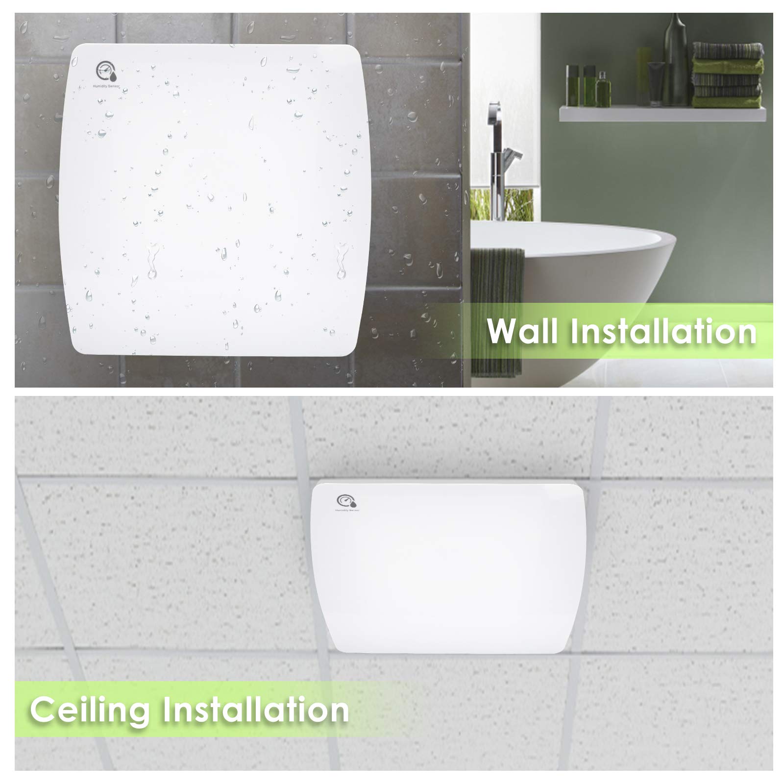Sonnewelt Extractor de Baño silencioso 150 mm con sensor de humedad，Silencioso con válvula Anti retorno y temporizador, para el baño, aseo y cocina, Ventilador de pared contra la humedad y el moho