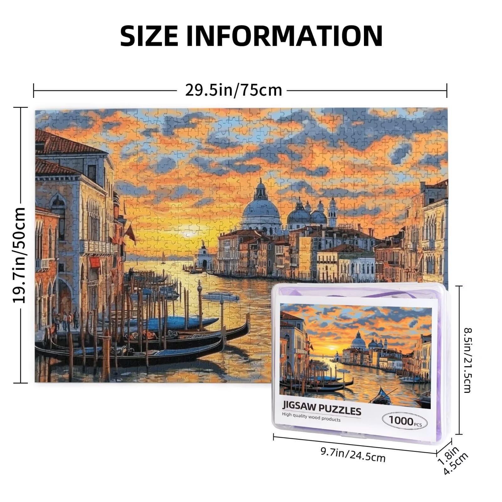 Puzzle Włochy, 3000 elementów, puzzle dla dorosłych, z pudełkiem na prezent, duże drewniane puzzle dla dorosłych, gra zręcznościowa dla całej rodziny, prezenty dla kobiet, 81 x 122 cm, 1048 lat