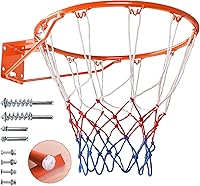 Dripex 18 Inch Heavy Duty Breakaway Basketball Rim - Solid Steel Wall Mount Outdoor Replacement with Double Springs & All-Weather Net