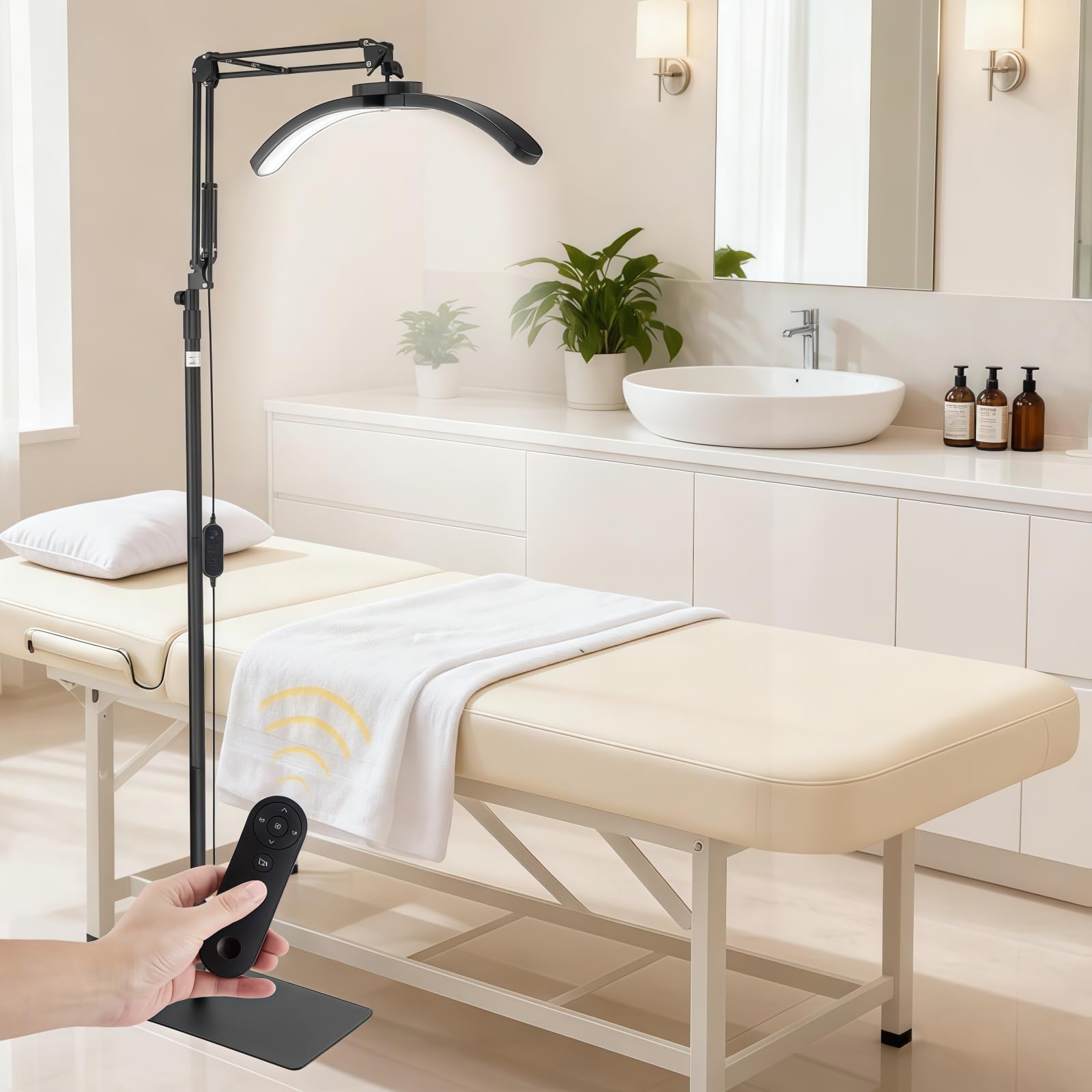 Half Moon Light, Adjustable Lash Light for Eyelash Tech with 3 Color Temperature & 10 Brightness, 360° Rotating, Desk Lamp Beauty Lamp for Eyelash Extensions, Skincare, Nail Tech, Beauty Salon, Tatoo