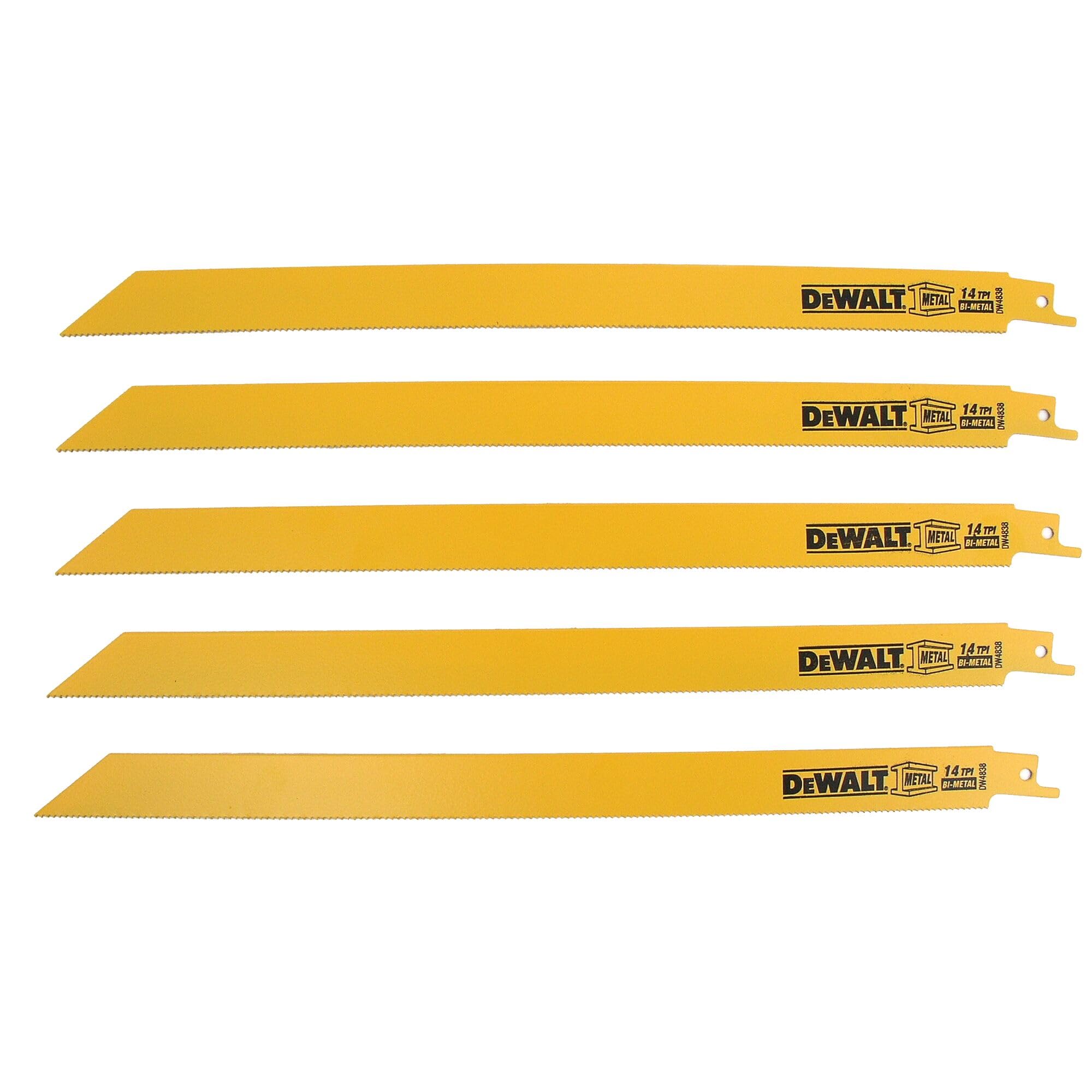 DEWALT DW4838 12 pulgadas 14 TPI hoja de sierra recta, bimetálica, 5 unidades