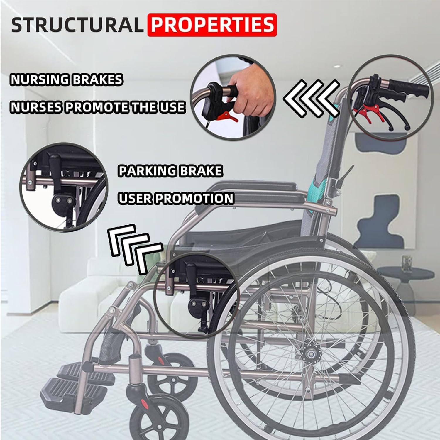 Sedia a rotelle pieghevole in alluminio leggero con schienale pieghevole, sedia a rotelle leggera pieghevole con due coppie di freni, pesa solo 11,2 kg dopo essere stata piegata, può facilmente entrar
