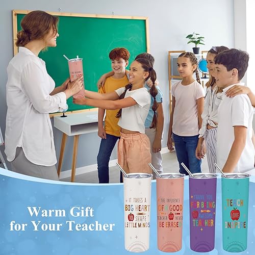 Miniatura 7 de Skylety Vaso de acero inoxidable de 20 onzas con tapa y pajilla, regalo de agradecimiento para profesores, taza de café arcoíris para mujeres y