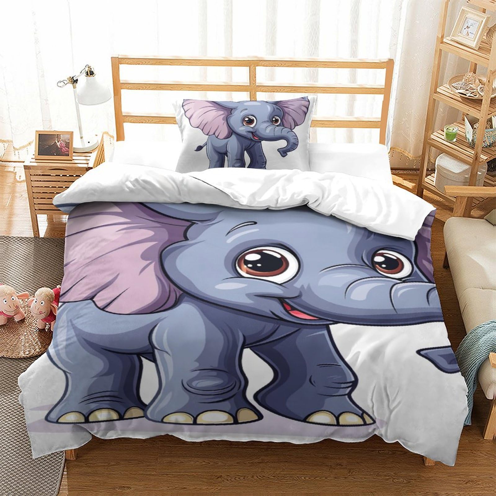 Housse de couette imprimé 3D avec taies d'oreiller microfibre single 135x200cm