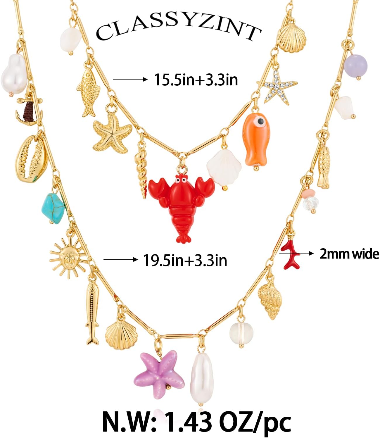 CLASSYZINT Shell Necklace Shell Conch Starfish Charm Necklace Boho Summer Necklaces Beach Jewelry for Women - Image 7