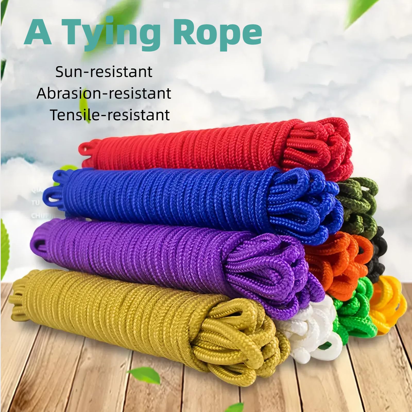 XINSHUNCAN Nylon Rope 50FT, 1/3 Inch (8mm) Diameter - Orange, Heavy Duty For Camping & Outdoor