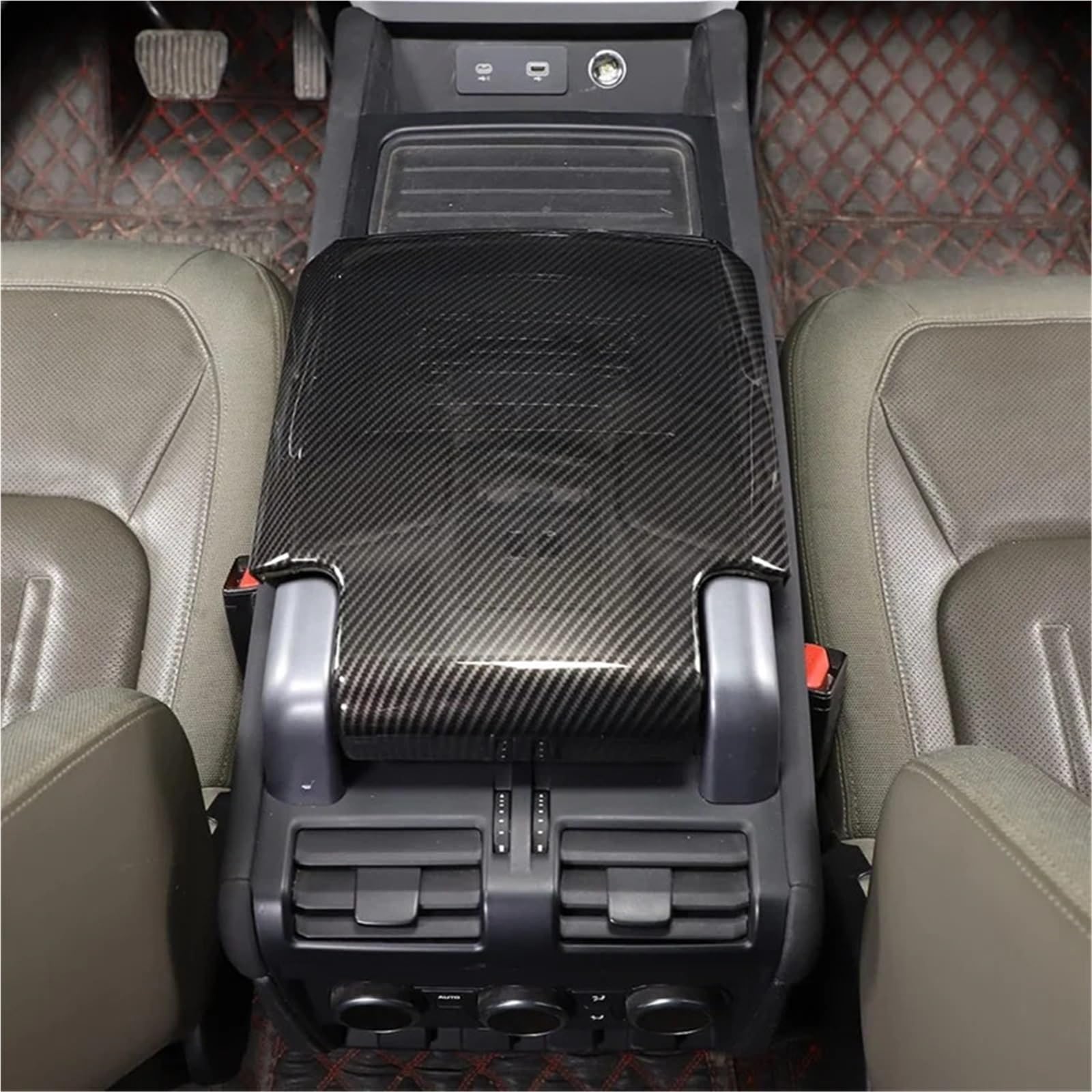 Folia na panel‌ Okleina skrzynia biegów‌ Pasuje do Land Rover Defender 90 110 130 2020-2023 Pokrywa konsoli środkowej samochodu Podłokietnik skrzynki Ochronna (ABS Włókno węglowe)