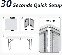Vista 6 de Banco plegable de 4 pies, mesa de comedor al aire libre, mesa de picnic portátil plegable, mesa de fiesta ligera, mesa plegable de 4 pies, mesa