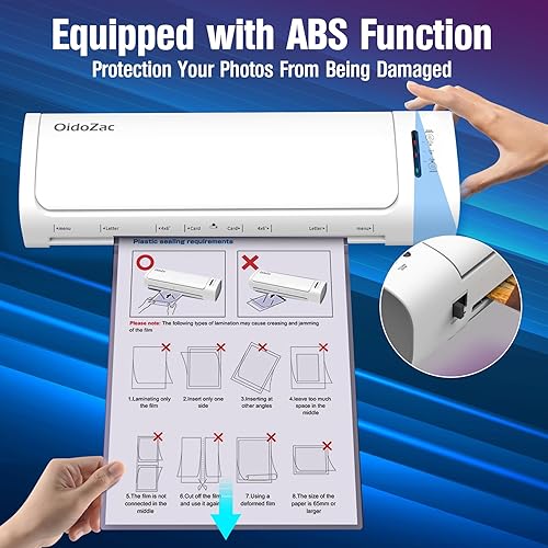 Miniatura 7 de Laminadora térmica de escritorio A3 de calentamiento rápido de los años 60 con 52 hojas de laminación, 16 pulgadas de ancho 9 en 1 máquina