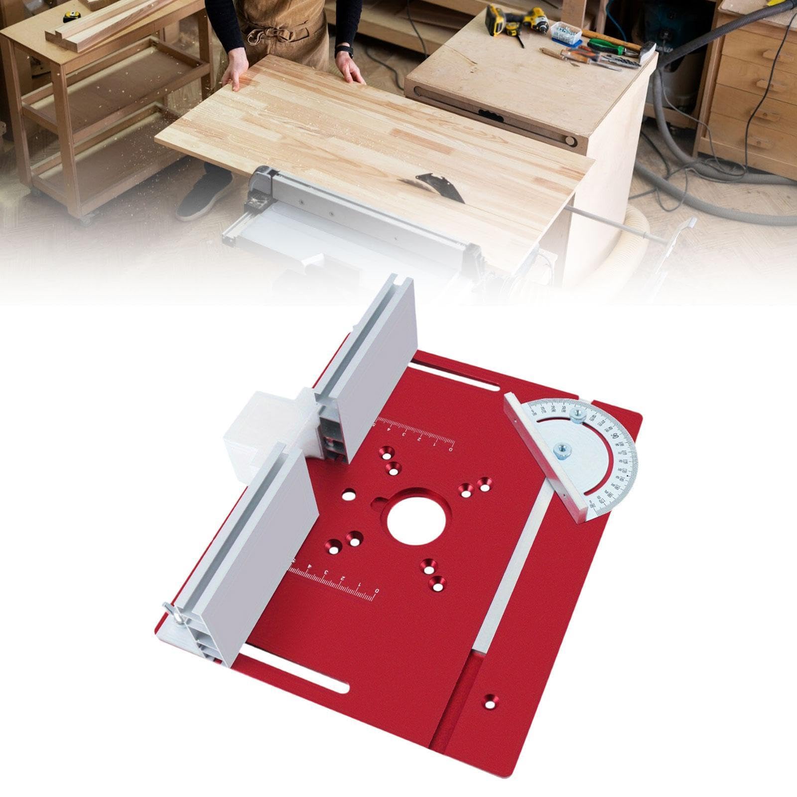 Router Mesa Insertar Placa de Aluminio Mesa de Carpintería Flip Board Guía de Cerca Resistente Y Adecuada para Trabajadores Entusiastas DIY Carpintero, Rojo