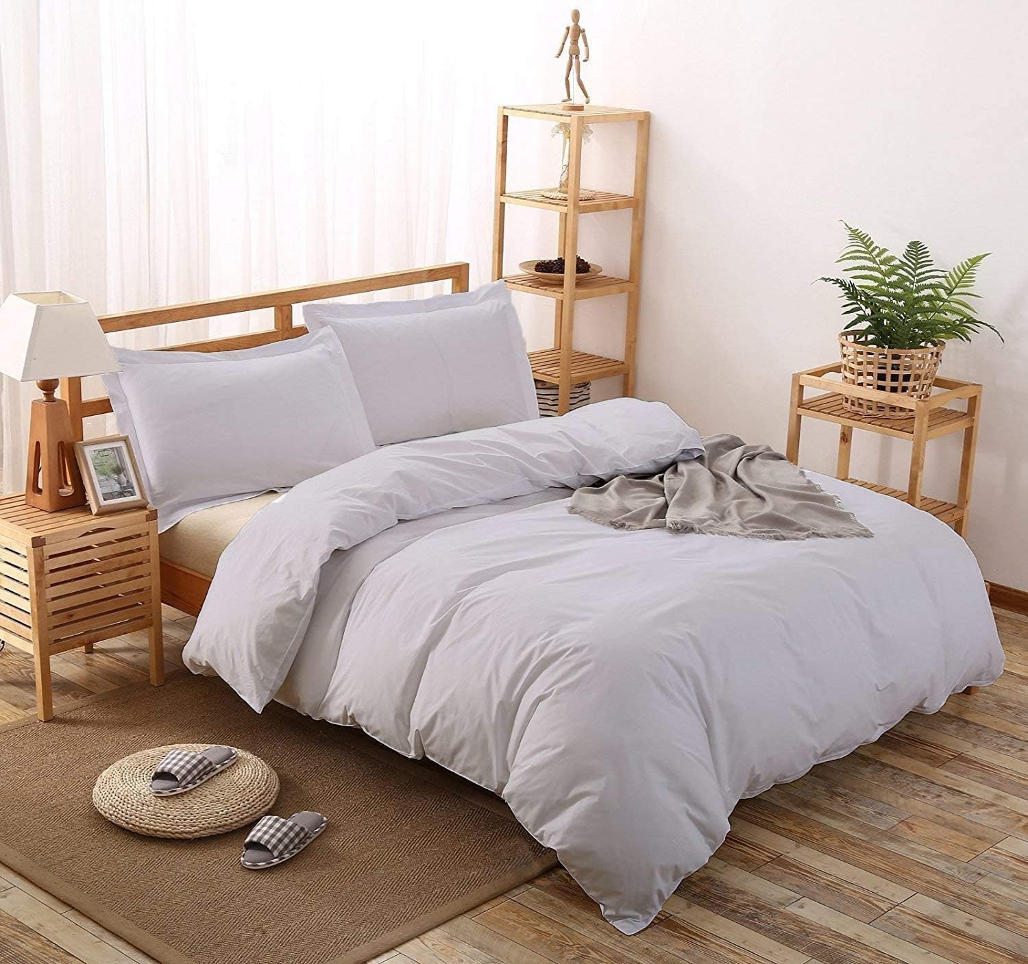 Housse de couette super king size en coton égyptien premium argent